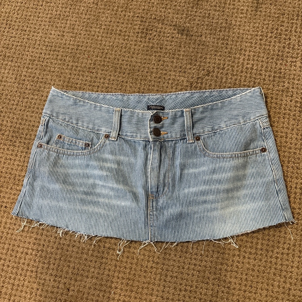 Anthropologie Blue Striped Mini Skirt